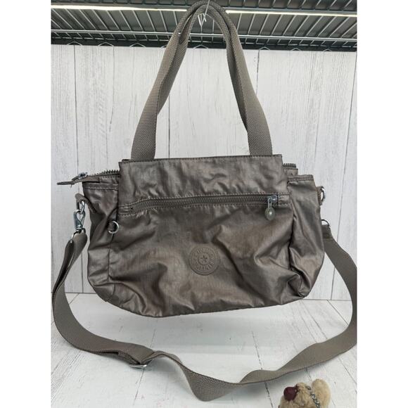 Kipling Handbags - Kipling Elysia Metallic Brown Gold Pewter Bag Crossbody Purse Plush Gorilla